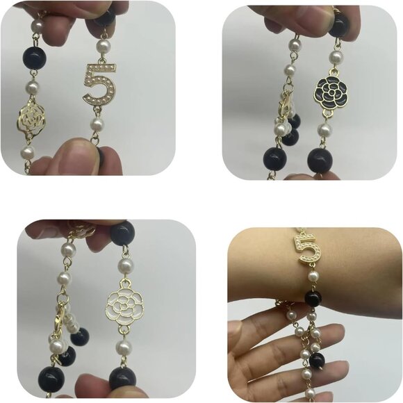 Pearl Camellia Fashion Bracelet Women Gold Chain Vintage Jewelry Gift - Picture 5 of 6